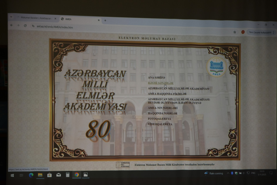 Milli Kitabxanada Azərbaycan Milli Elmlər Akademiyasının 80 illik yubileyinə həsr olunmuş tədbir keçirilib