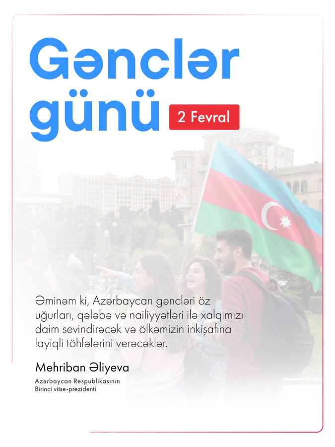 "Əminəm ki, Azərbaycan gəncləri ölkəmizin inkişafına layiqli töhfələr verəcəklər" -