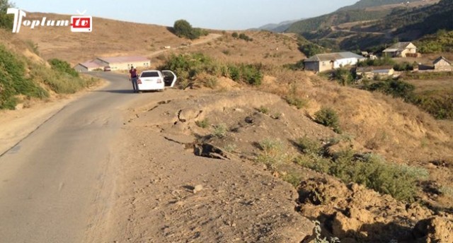 Prezidentin hələ açılışını etmədiyi yol dağıldı...