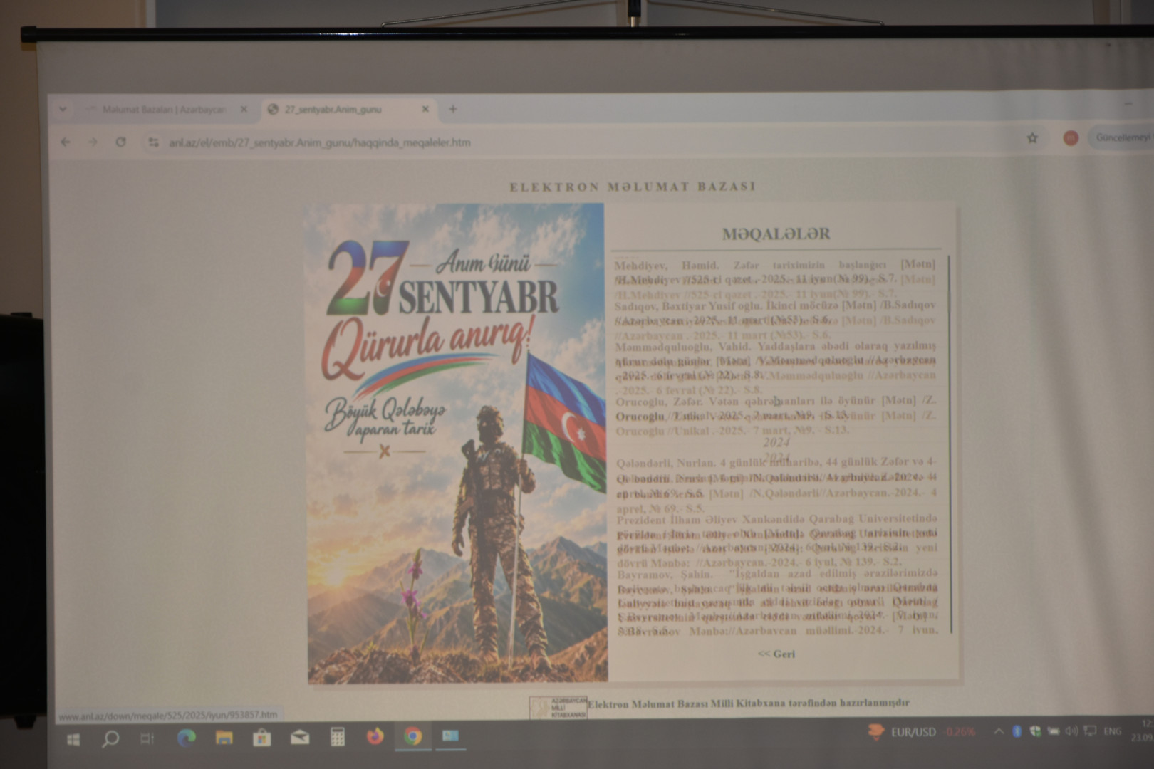 Milli Kitabxanada 27 Sentyabr - Anım Günü ilə bağlı tədbir keçirilib
