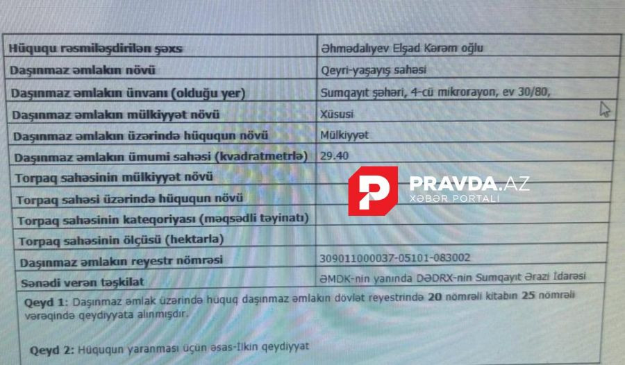 Vəzifədən azad edilən baş memarın mülkləri -