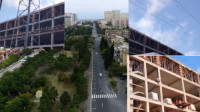 Yüksək gərginlikli elektrik xəttinin altında yaşayış binası tikilir -