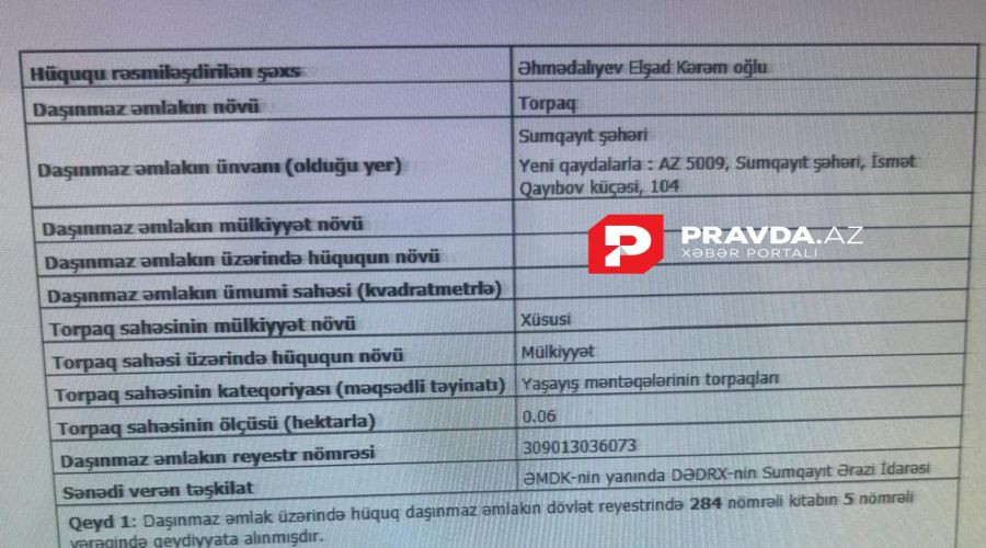Vəzifədən azad edilən baş memarın mülkləri -