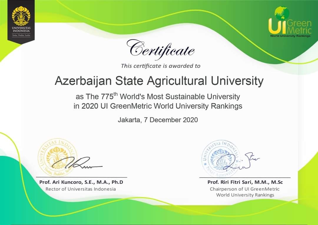 ADAU "Dünyanın ən davamlı universitetləri" reytinqində yer alıb