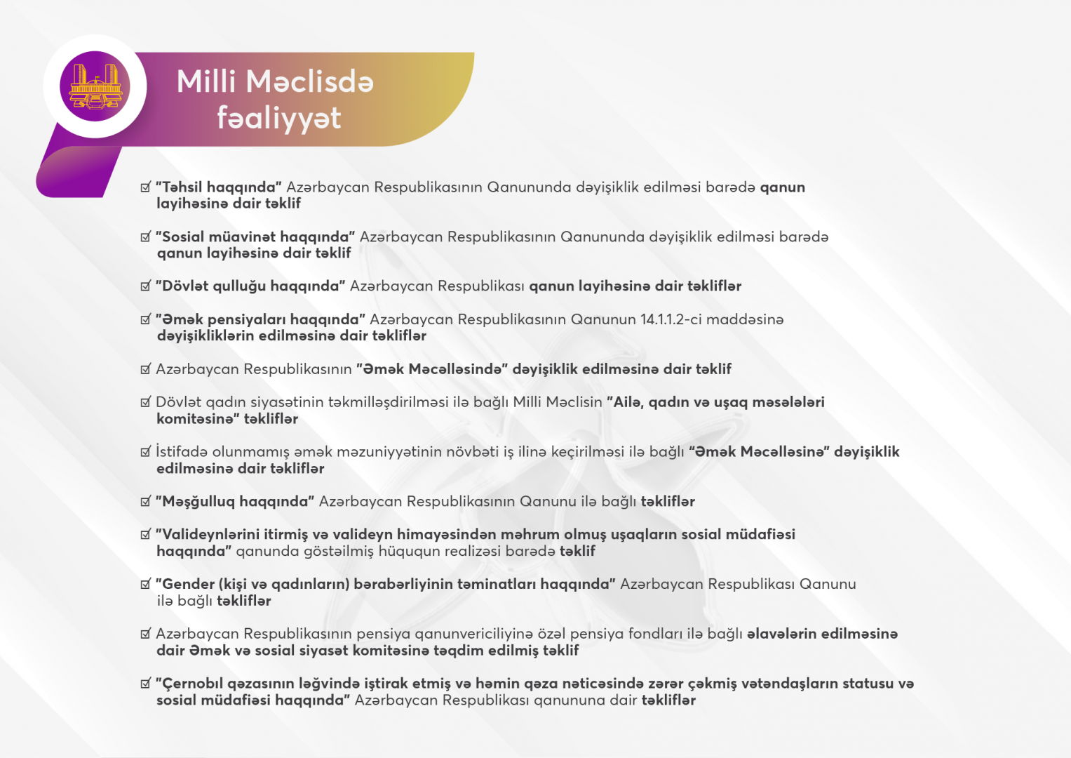 24 saylı Nizami 1-ci seçki dairəsindən Milli Məclisin deputatı seçilmiş Könül Nurullayevanın 2020-ci il üçün fəaliyyət hesabat-