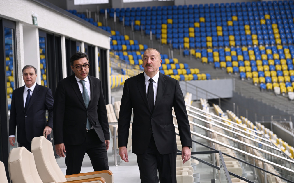 Prezident Gəncə şəhər stadionunun açılışında