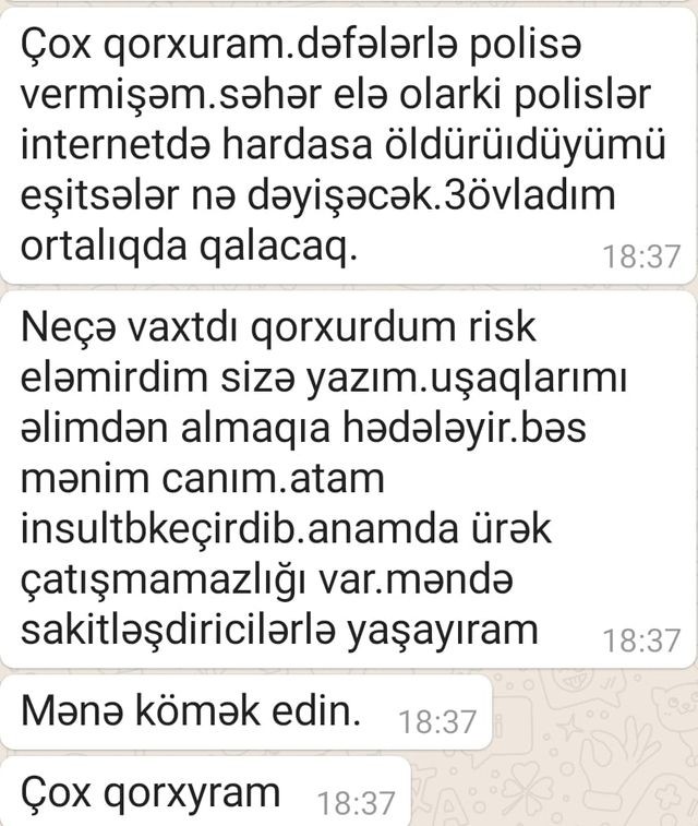 Sevinc Məhərrəmovun son yazışması: